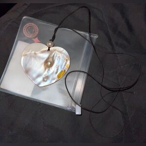 Frasier Sterling Cannes Mother of Pearl heart Corded Choker Necklace